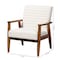 Baxton Studio Stratton Mid-Century Modern Cream Boucle Fabric and Walnut Brown Finished Wood Armchair 228-12960-ZORO - alternate 2